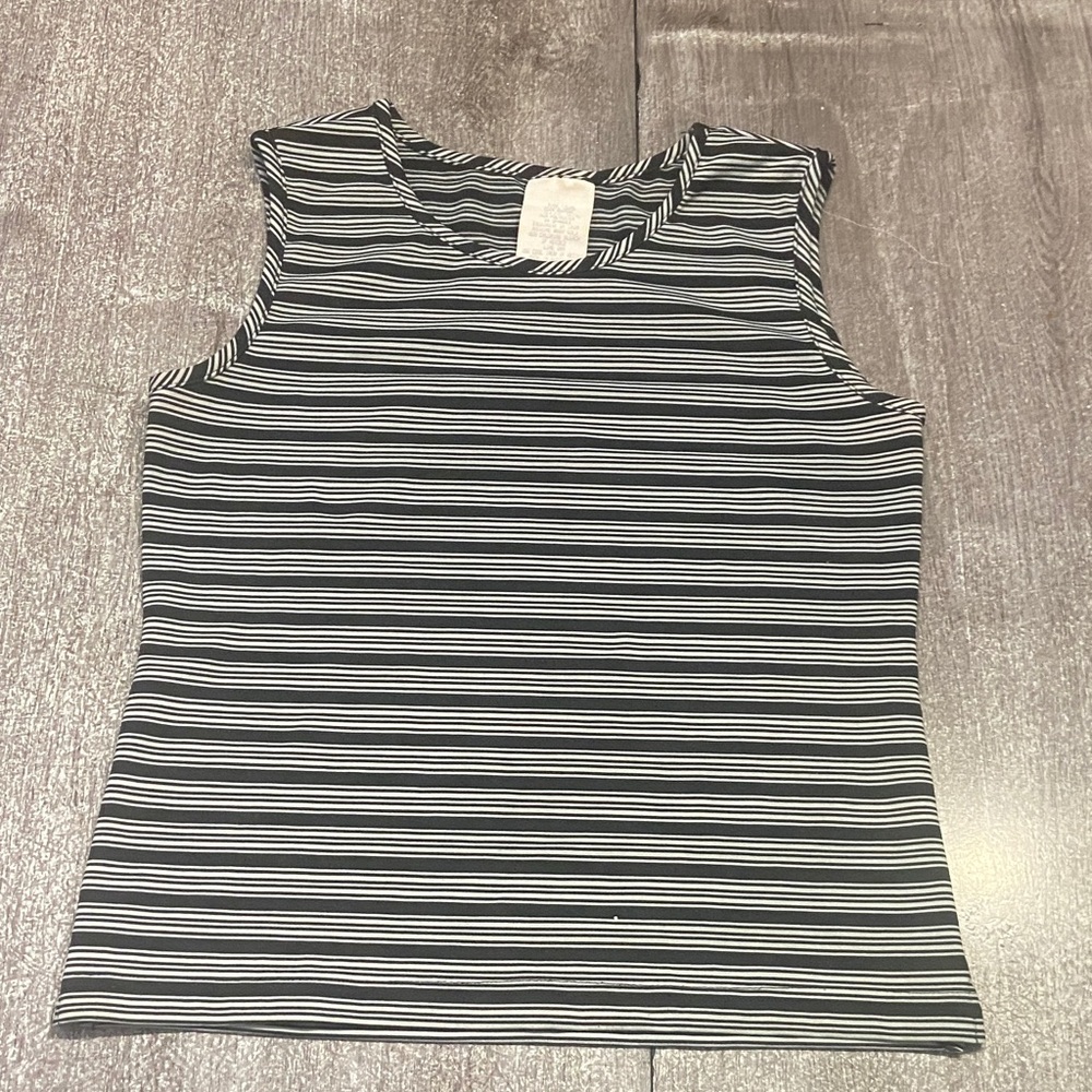 Striped Black and White Sleeveless Top